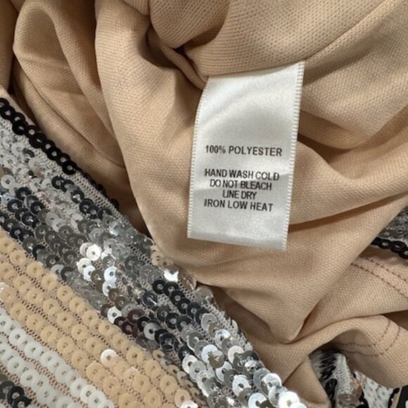 NWT Lulus Lap of Luxury Peach and Silver Striped Sequin Mini Skirt - Picture 9 of 9